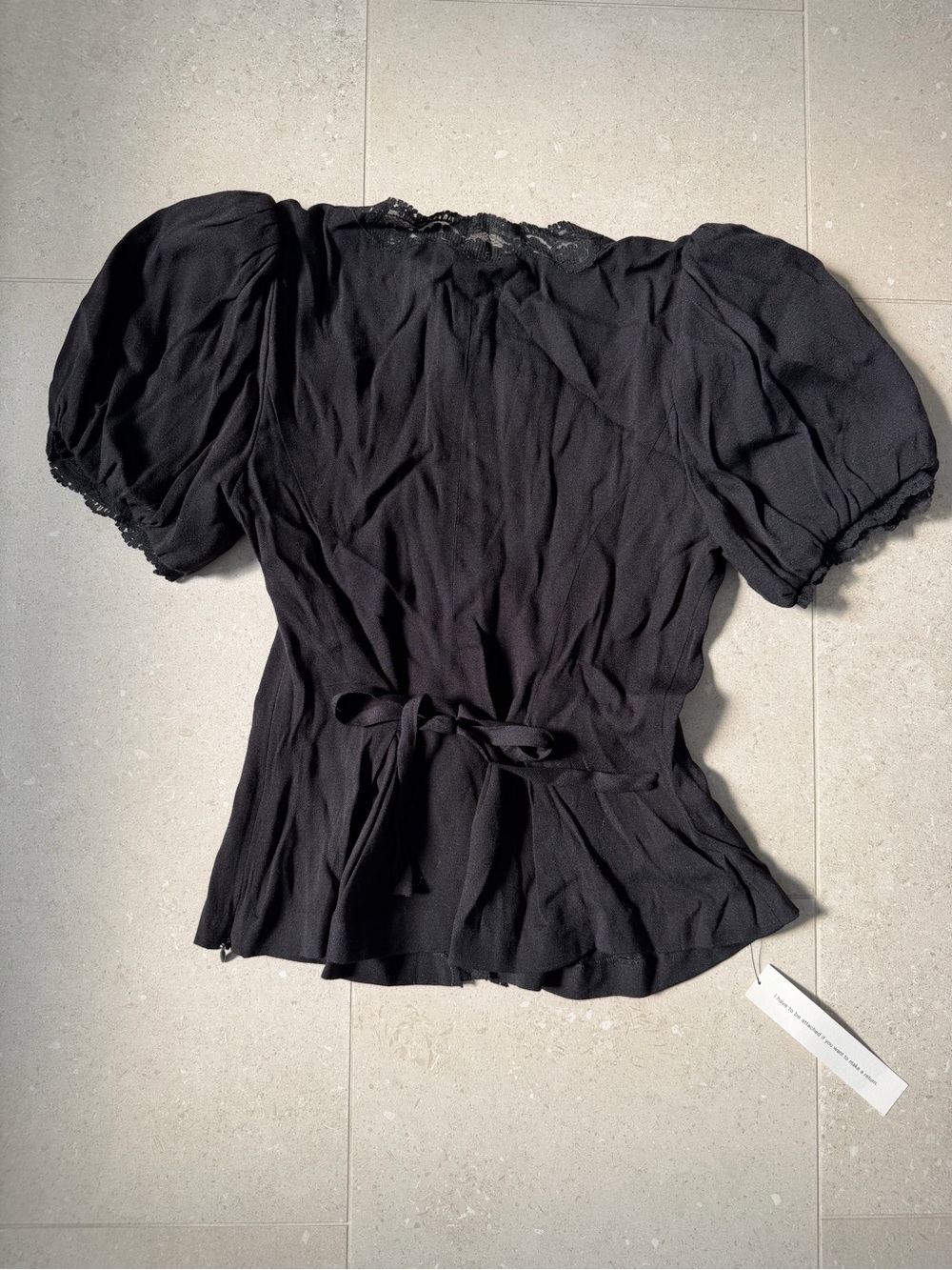 Reformation Minette Top Black Lace-Trim - Picture 4 of 7